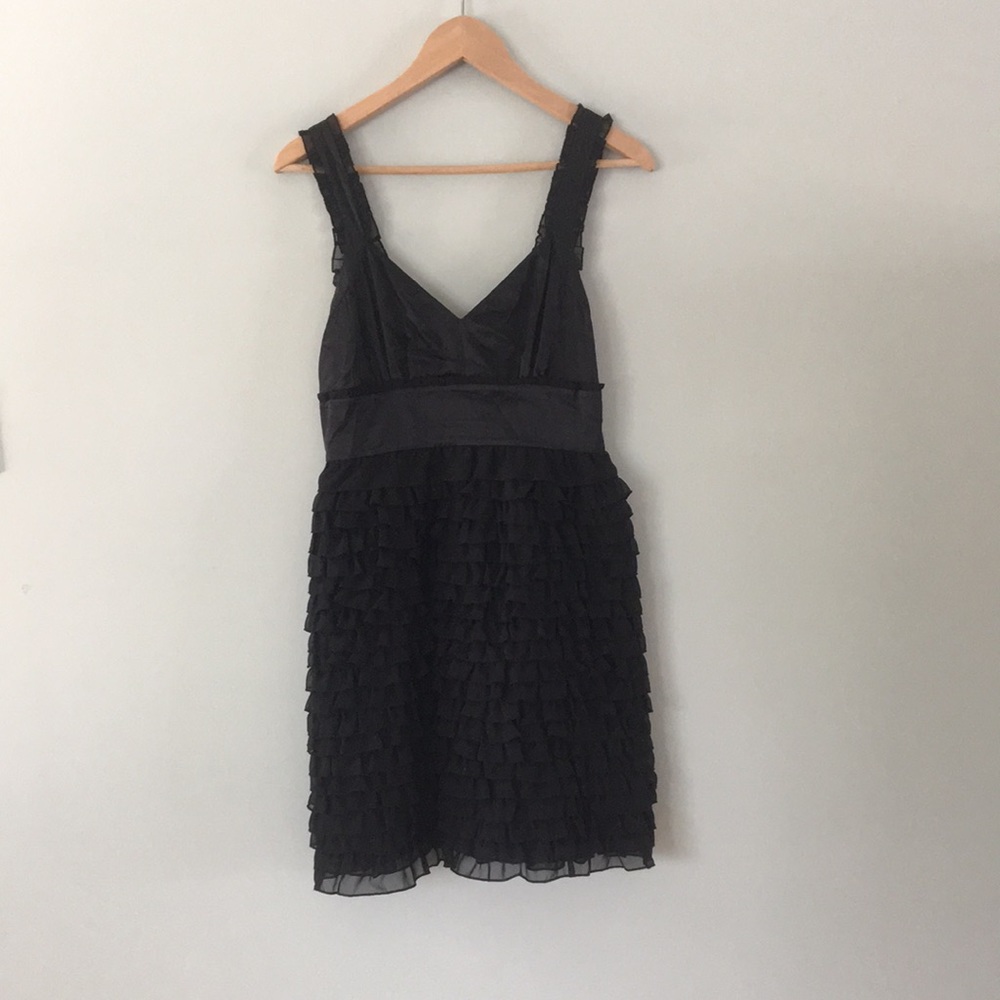 Black ruffled cocktail dress